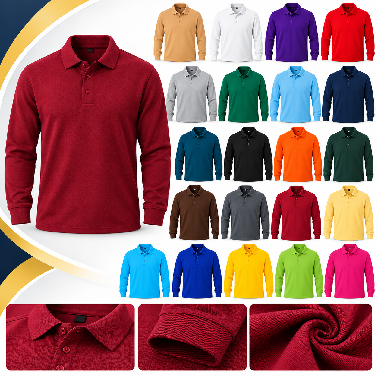 تیشێرتی بەیەخەی قۆڵ درێژ